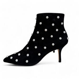 Stuart Weitzman Carine Crystal Rhinestone Heel‎ Booties Black Size 8.5